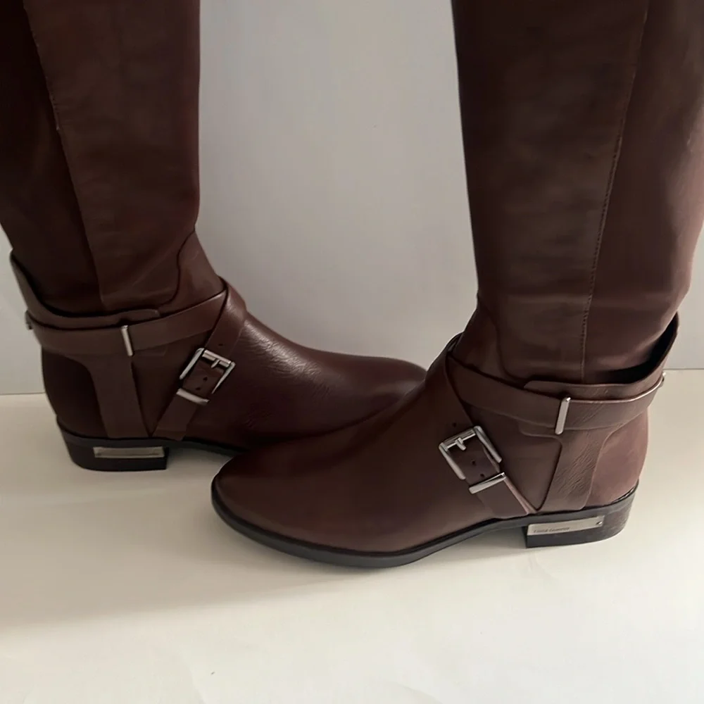 Vince Camuto Brown‎ Leather Boots Paton over the knee